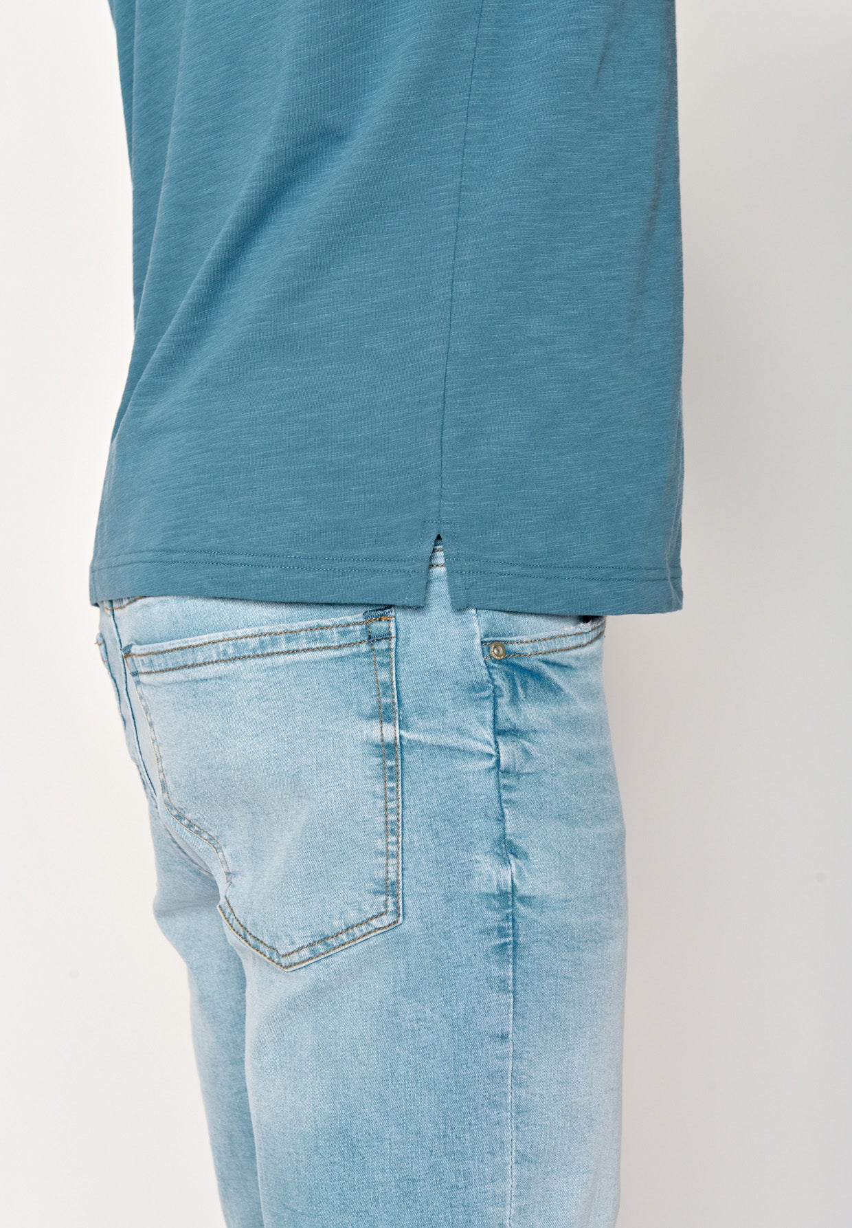 Blau:  Lässiges T-Shirt aus Bio-Baumwoll Mix für Herren [18149]