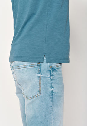 Blau:  Lässiges T-Shirt aus Bio-Baumwoll Mix für Herren [18149]