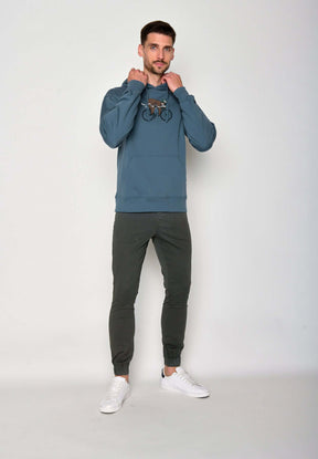 Blau:  Gemütlicher Hoodie aus Bio-Baumwolle für Herren [18176]