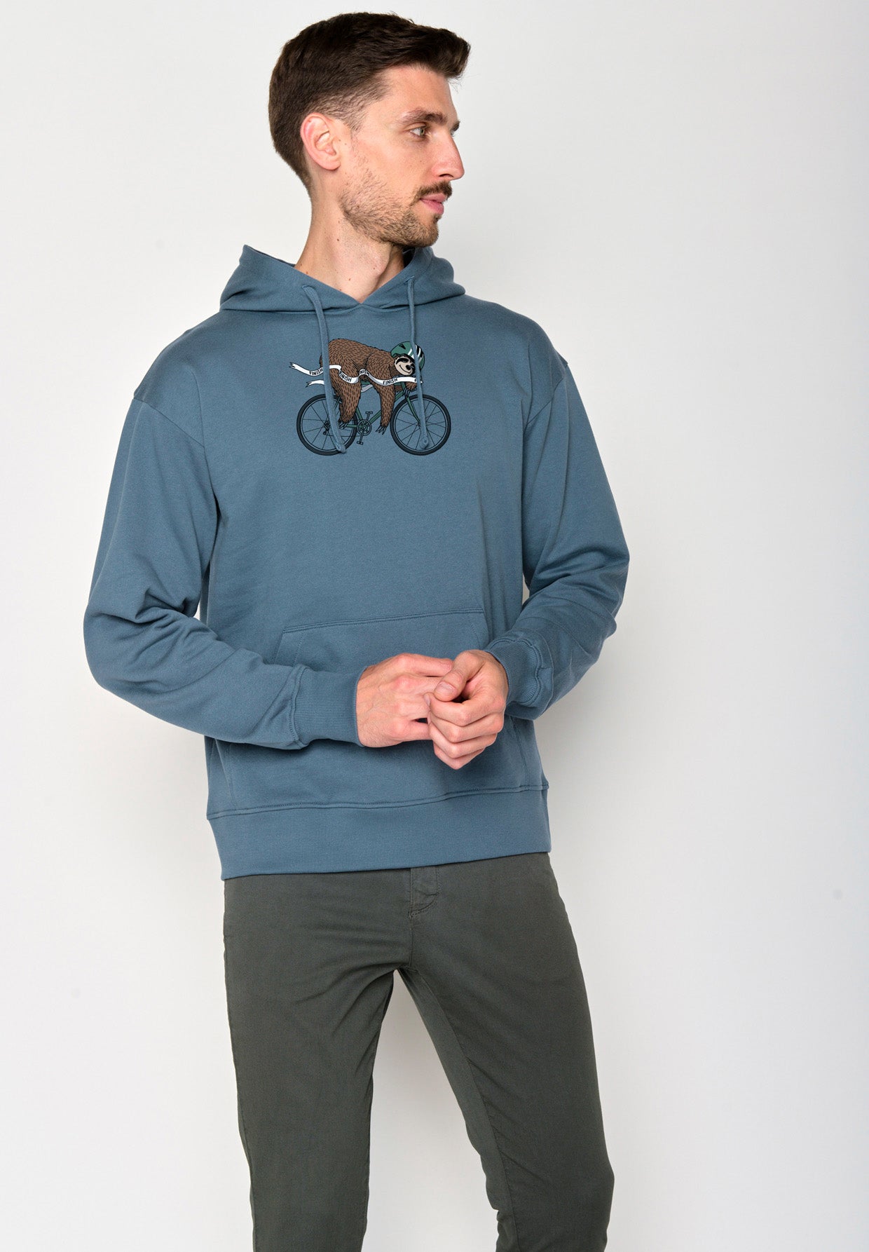 Vintage Blue: Gemütlicher Hoodie aus Bio-Baumwolle für Herren [18177]