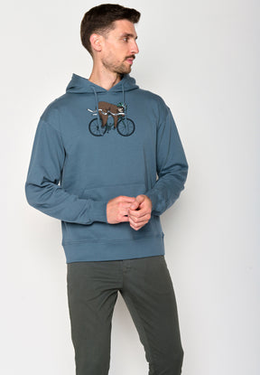 Vintage Blue: Gemütlicher Hoodie aus Bio-Baumwolle für Herren [18177]