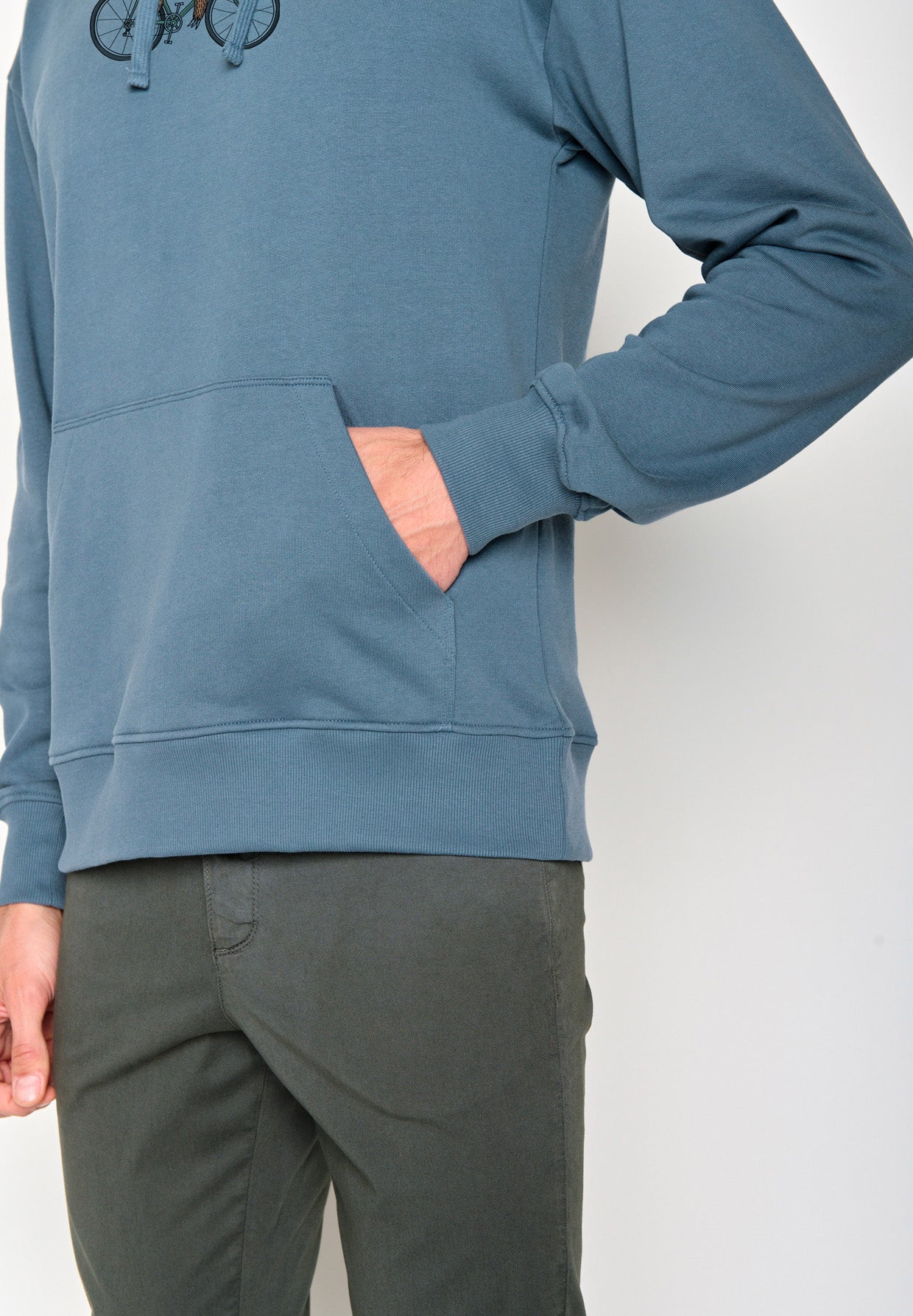 Vintage Blue: Gemütlicher Hoodie aus Bio-Baumwolle für Herren [18180]