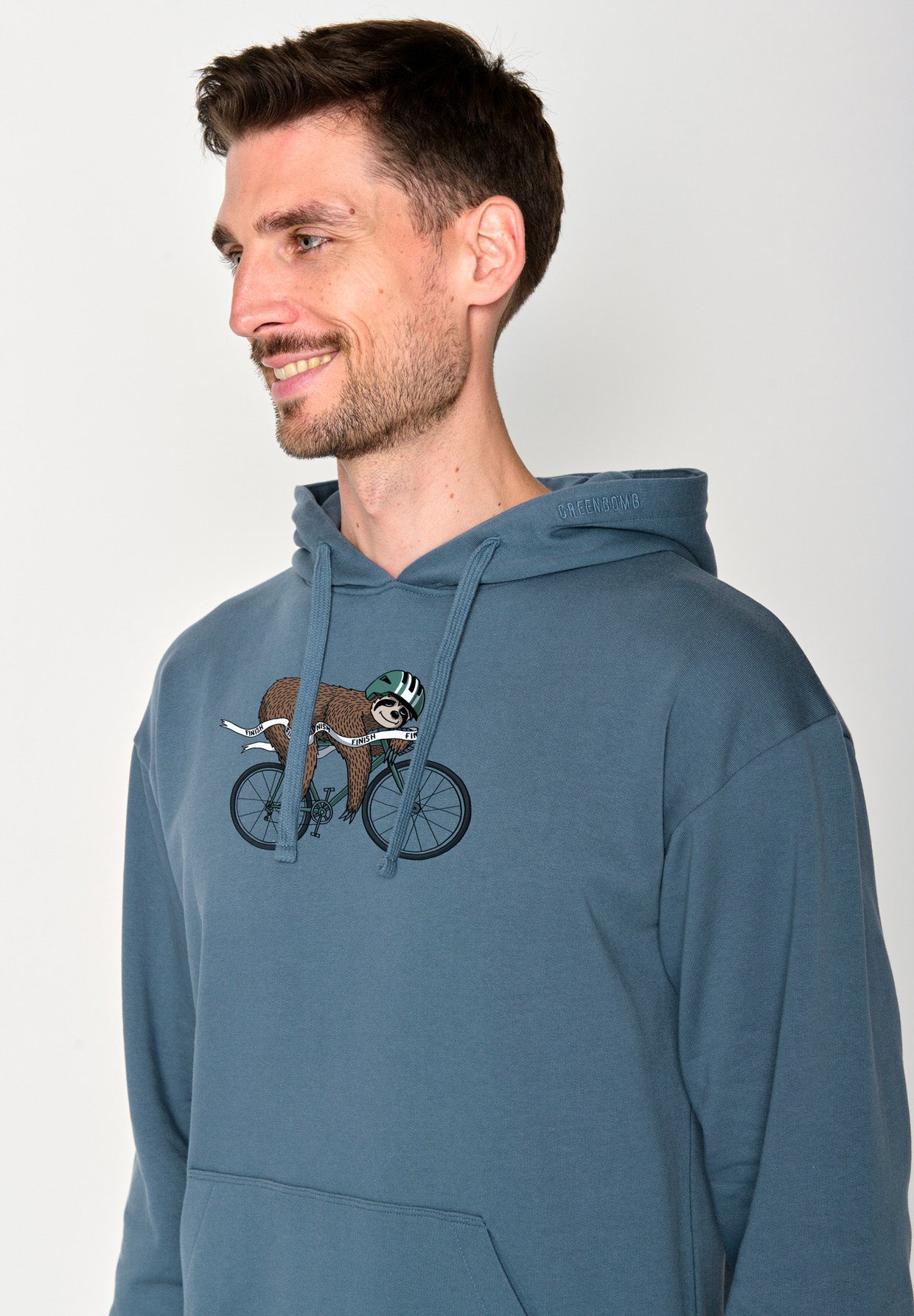 Vintage Blue: Gemütlicher Hoodie aus Bio-Baumwolle für Herren [18181]