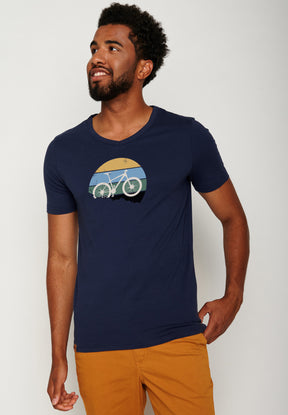 Blau:  Lässiges T-Shirt aus Bio-Baumwolle für Herren [18195]
