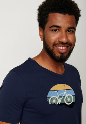 Navy: Lässiges T-Shirt aus Bio-Baumwolle für Herren [18197]