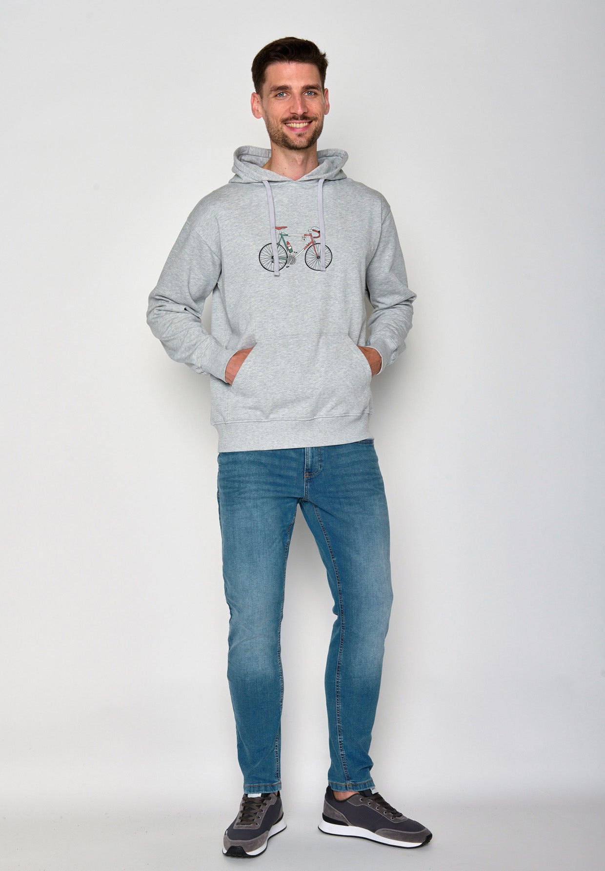 Heather Grey: Gemütlicher Hoodie aus Bio-Baumwolle für Herren [18224]