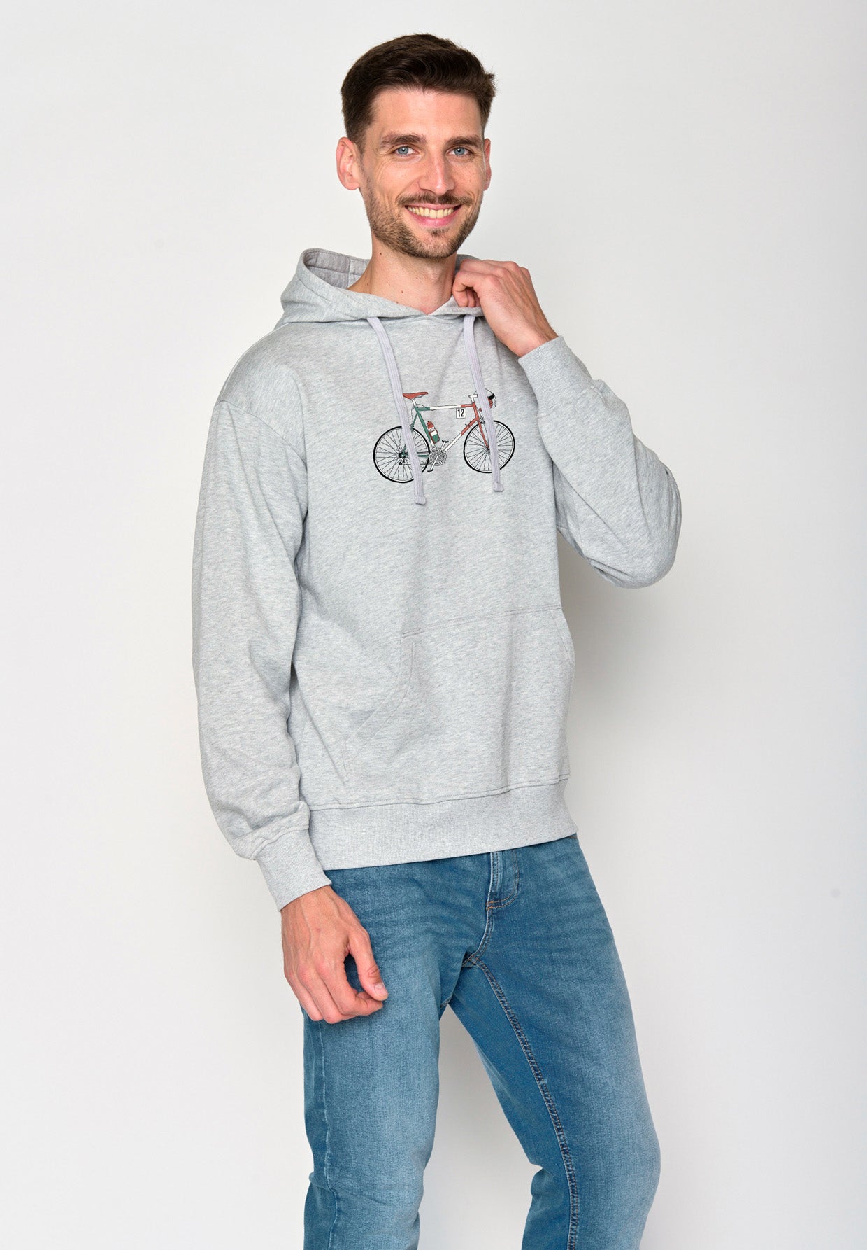 Heather Grey: Gemütlicher Hoodie aus Bio-Baumwolle für Herren [18225]