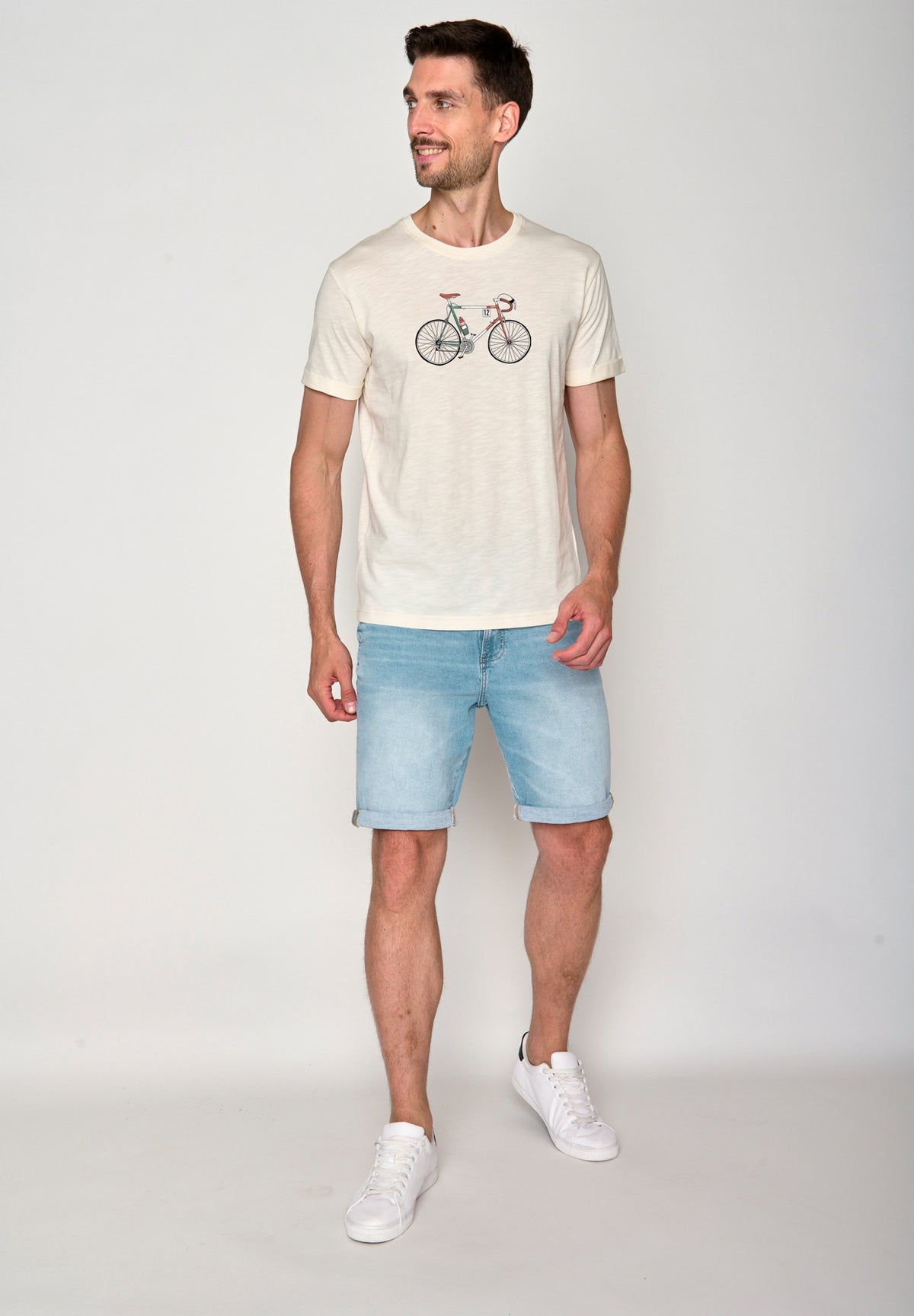 Weiß:  Lässiges T-Shirt aus Bio-Baumwoll Mix für Herren [18230]