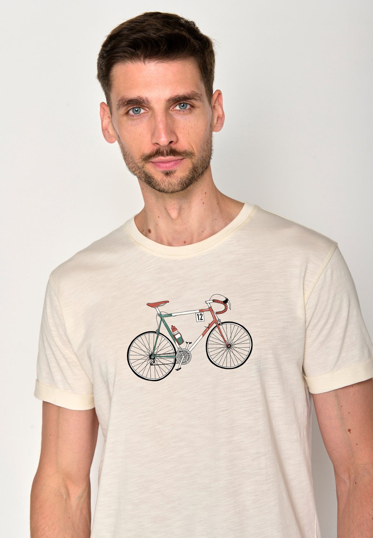 Weiß:  Lässiges T-Shirt aus Bio-Baumwoll Mix für Herren [18233]