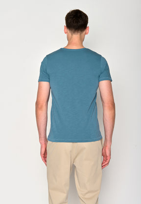 Blau:  Lässiges T-Shirt aus Bio-Baumwolle für Herren [18238]
