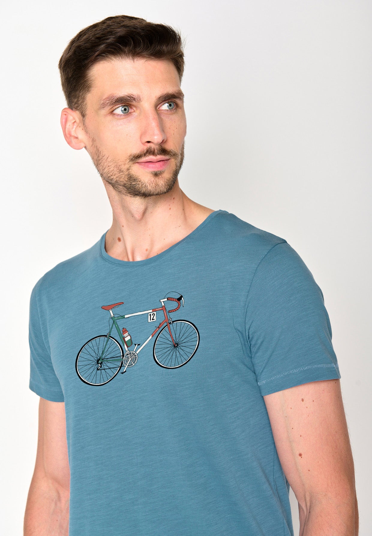 Blau:  Lässiges T-Shirt aus Bio-Baumwolle für Herren [18239]