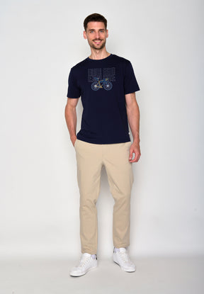 Navy: Lässiges Oversize-T-Shirt aus Bio-Baumwolle für Herren [18247]