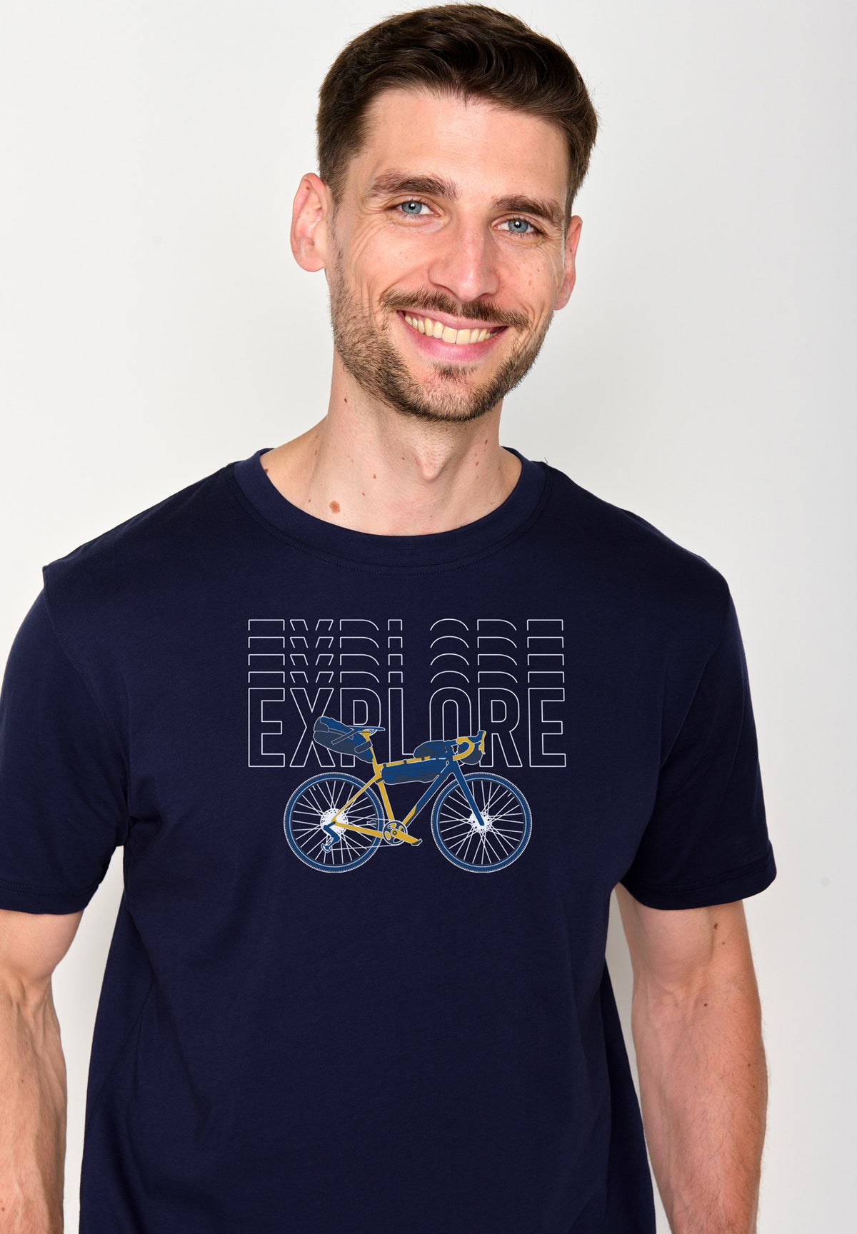 Blau:  Lässiges T-Shirt aus Bio-Baumwolle für Herren [18250]