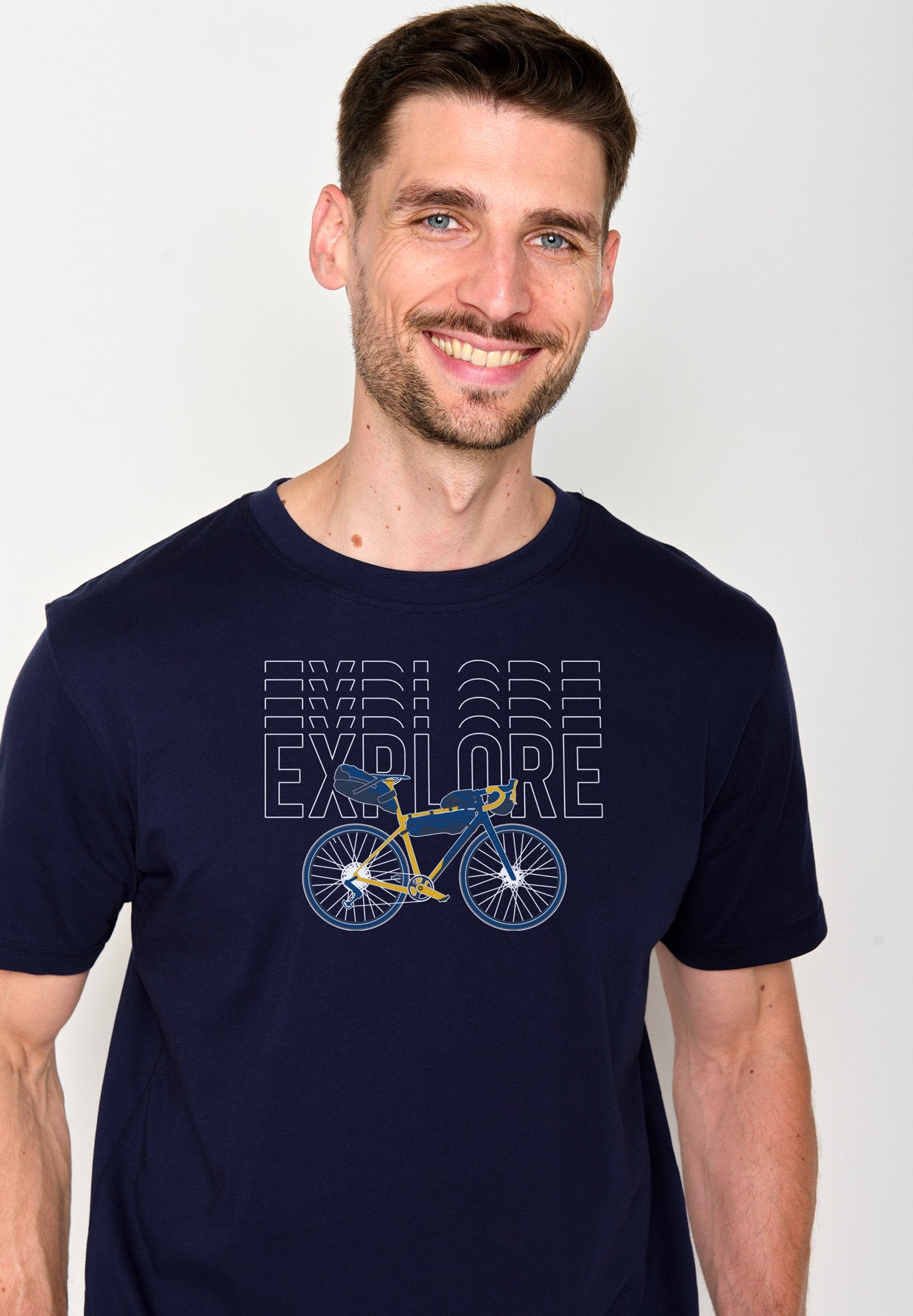 Blau:  Lässiges T-Shirt aus Bio-Baumwolle für Herren [18250]