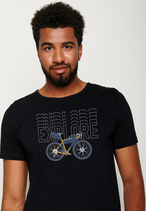 Schwarz:  Lässiges T-Shirt aus Bio-Baumwolle für Herren [18262]