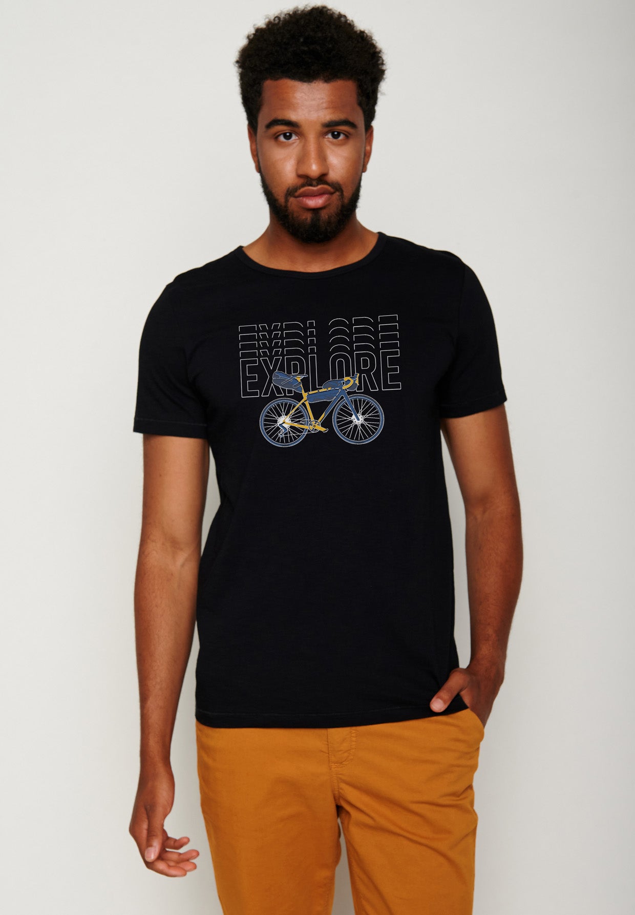 Schwarz:  Lässiges T-Shirt aus Bio-Baumwolle für Herren [18265]