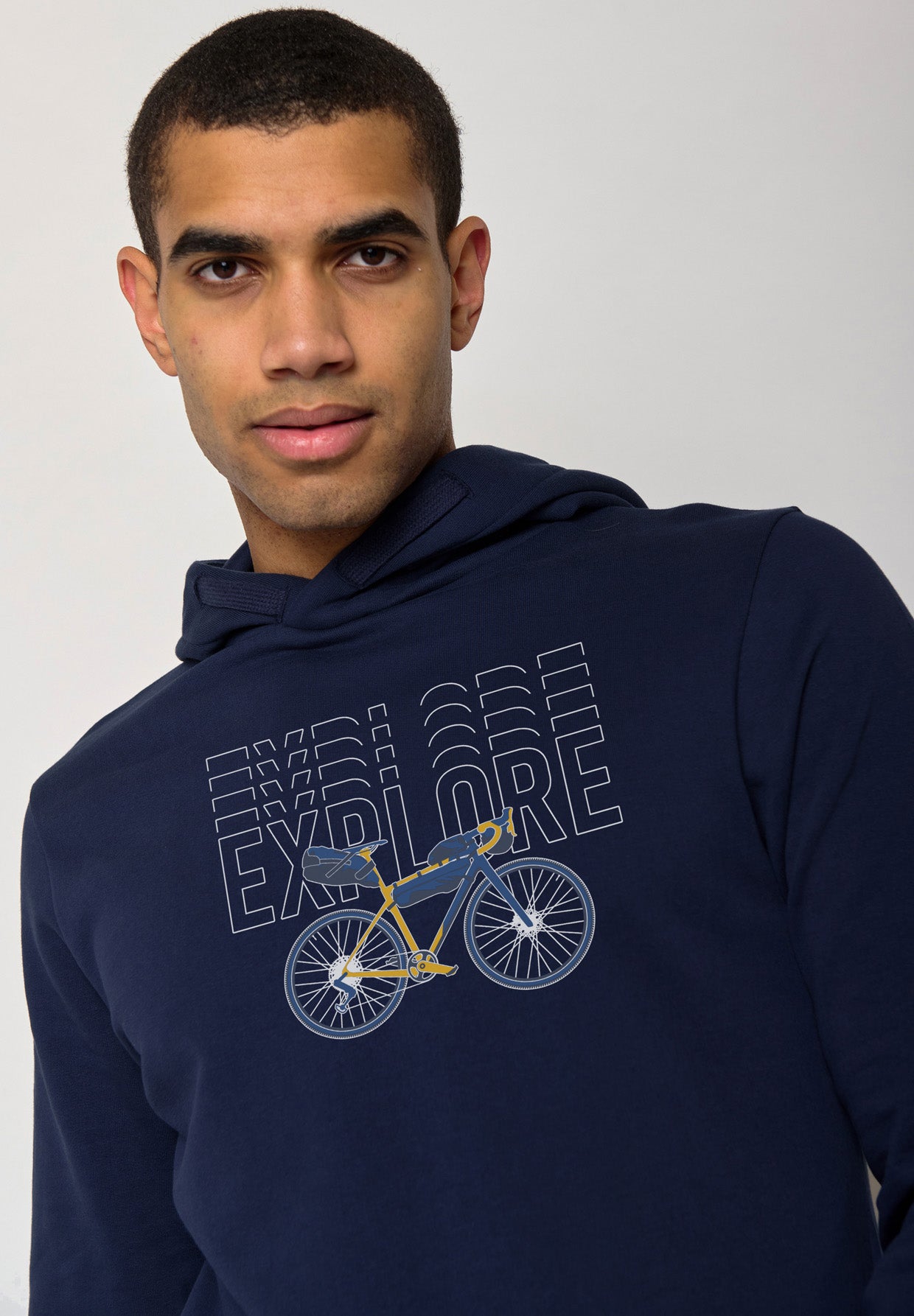 Navy: Kuschliger Hoodie aus Bio-Baumwolle für Herren [18267]