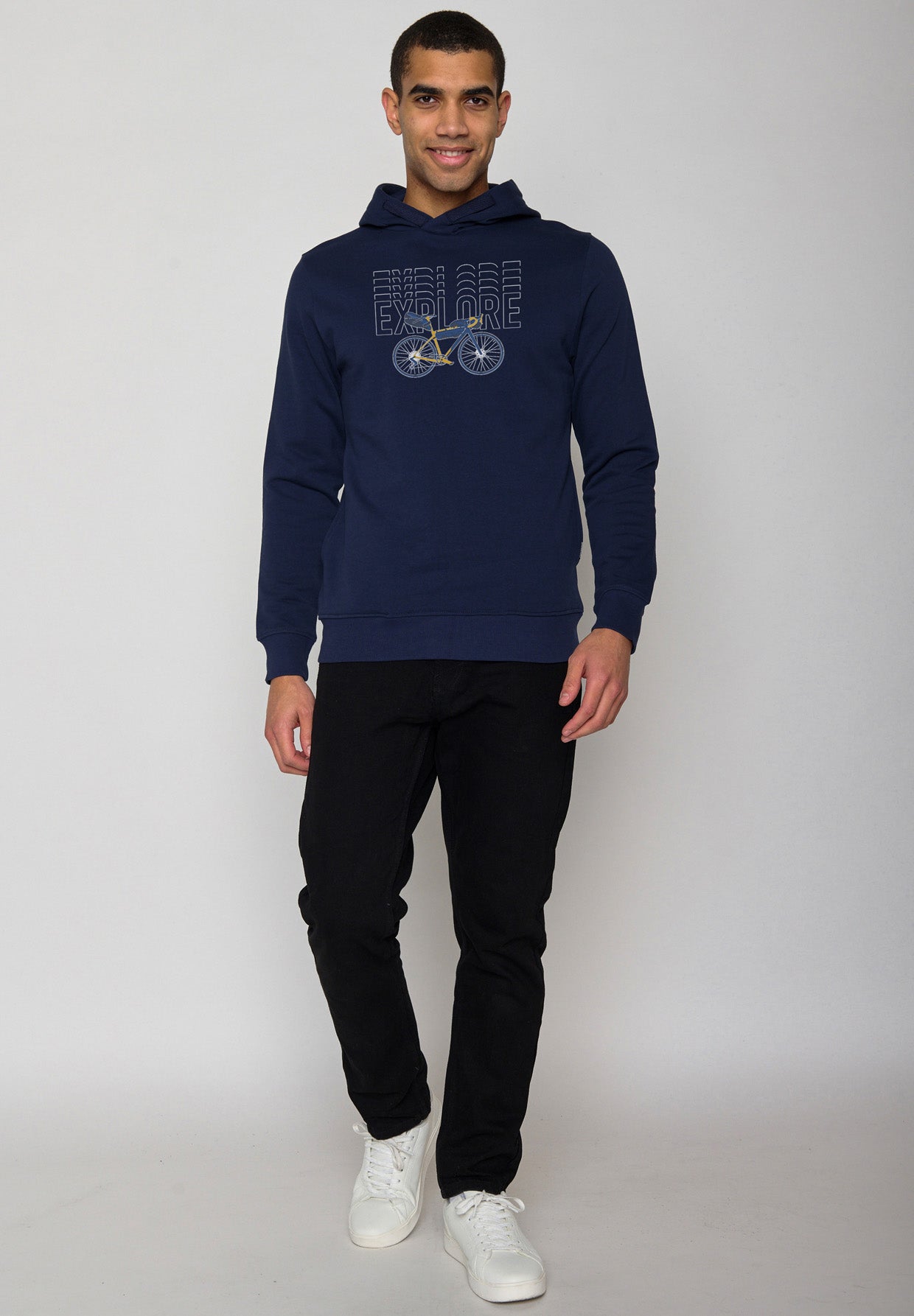 Navy: Kuschliger Hoodie aus Bio-Baumwolle für Herren [18268]