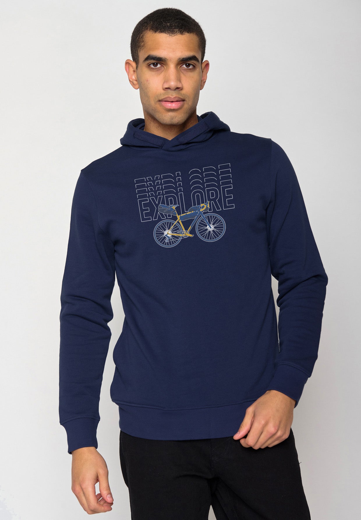 Navy: Kuschliger Hoodie aus Bio-Baumwolle für Herren [18270]