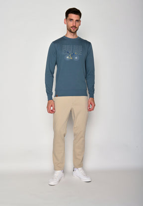 Vintage Blue: Gemütliches Sweatshirt aus Bio-Baumwolle für Herren [18273]