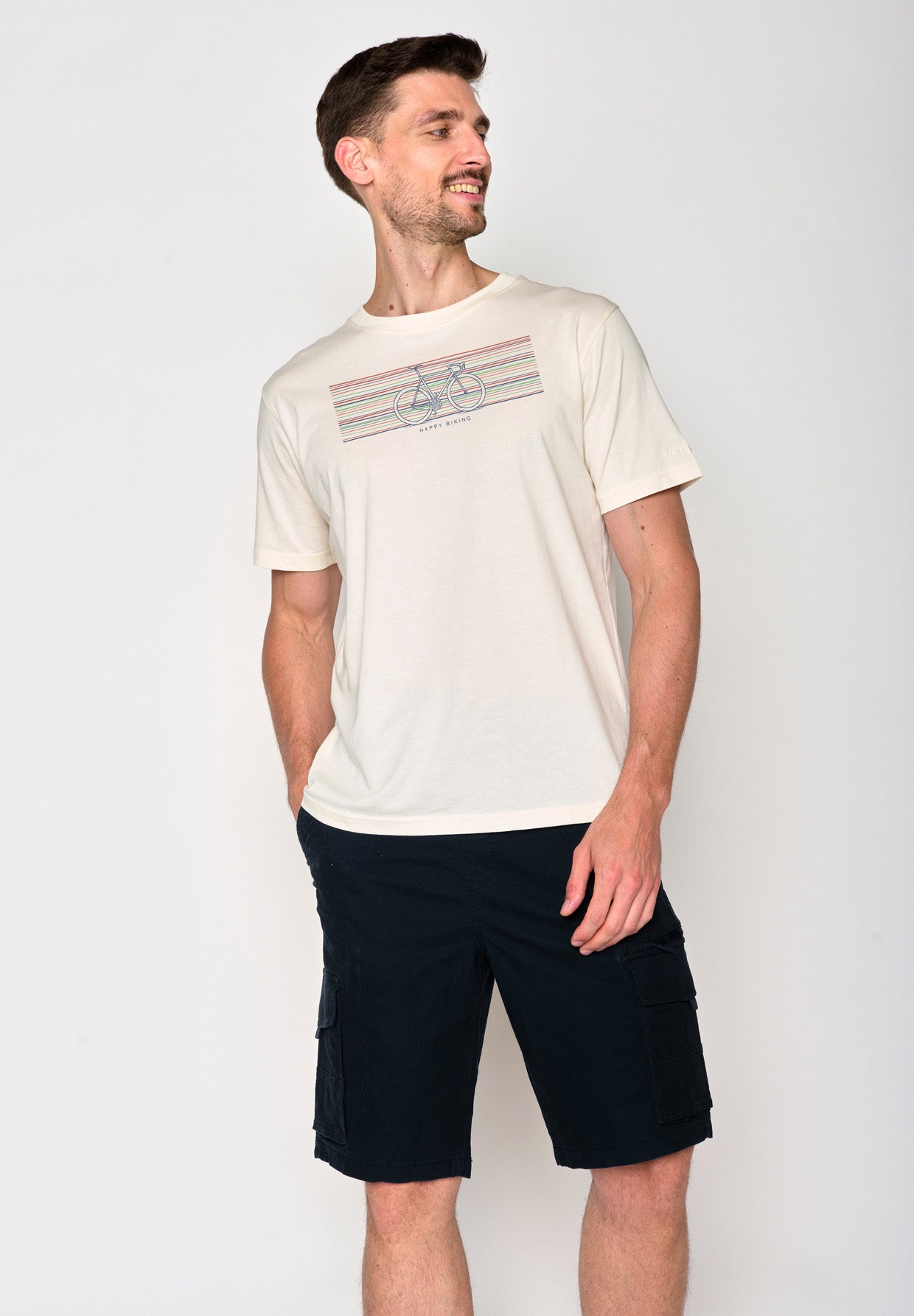 Creme White: Lässiges Oversize-T-Shirt aus Bio-Baumwolle für Herren [18280]