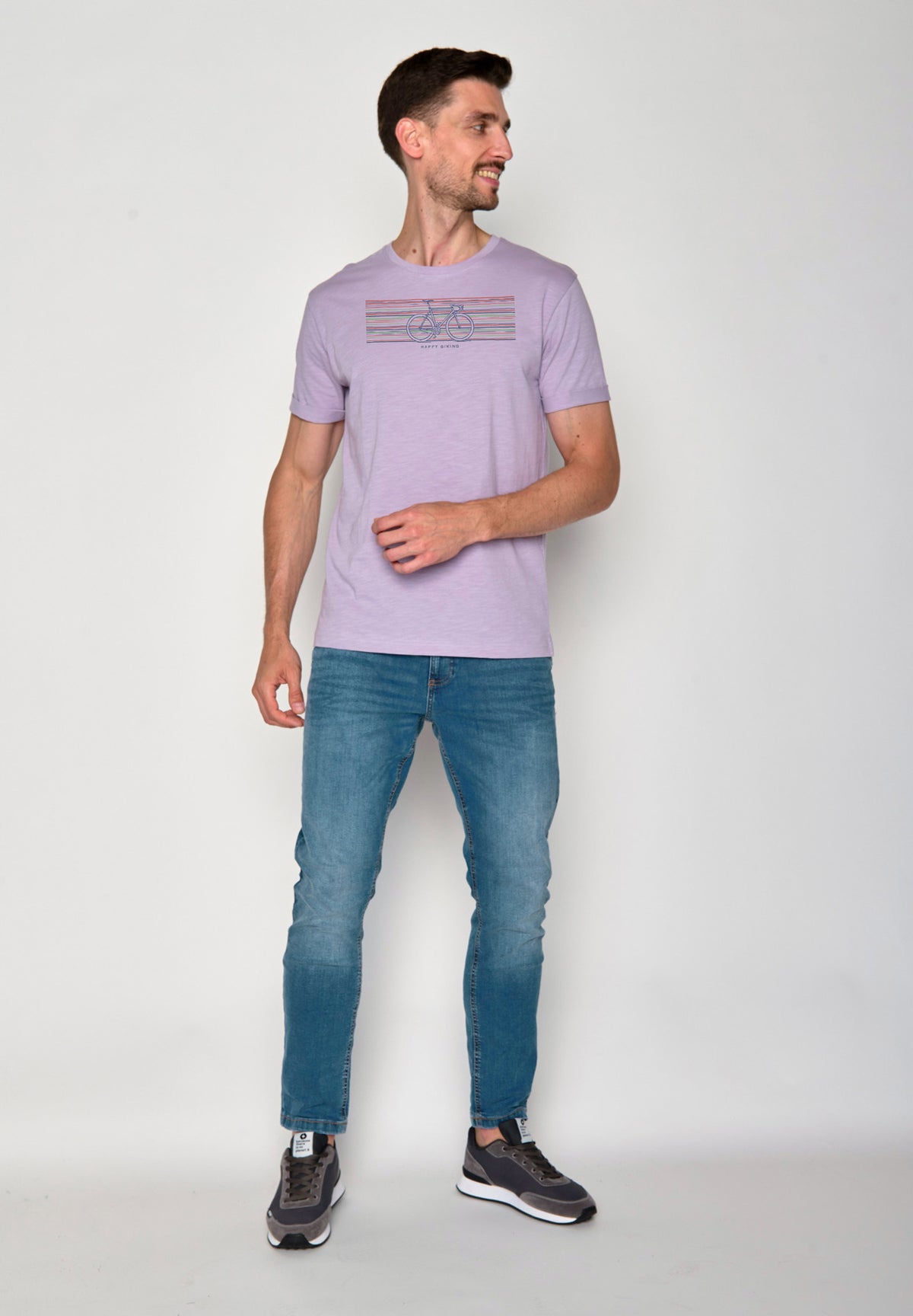 Lila:  Lässiges T-Shirt aus Bio-Baumwoll Mix für Herren [18289]