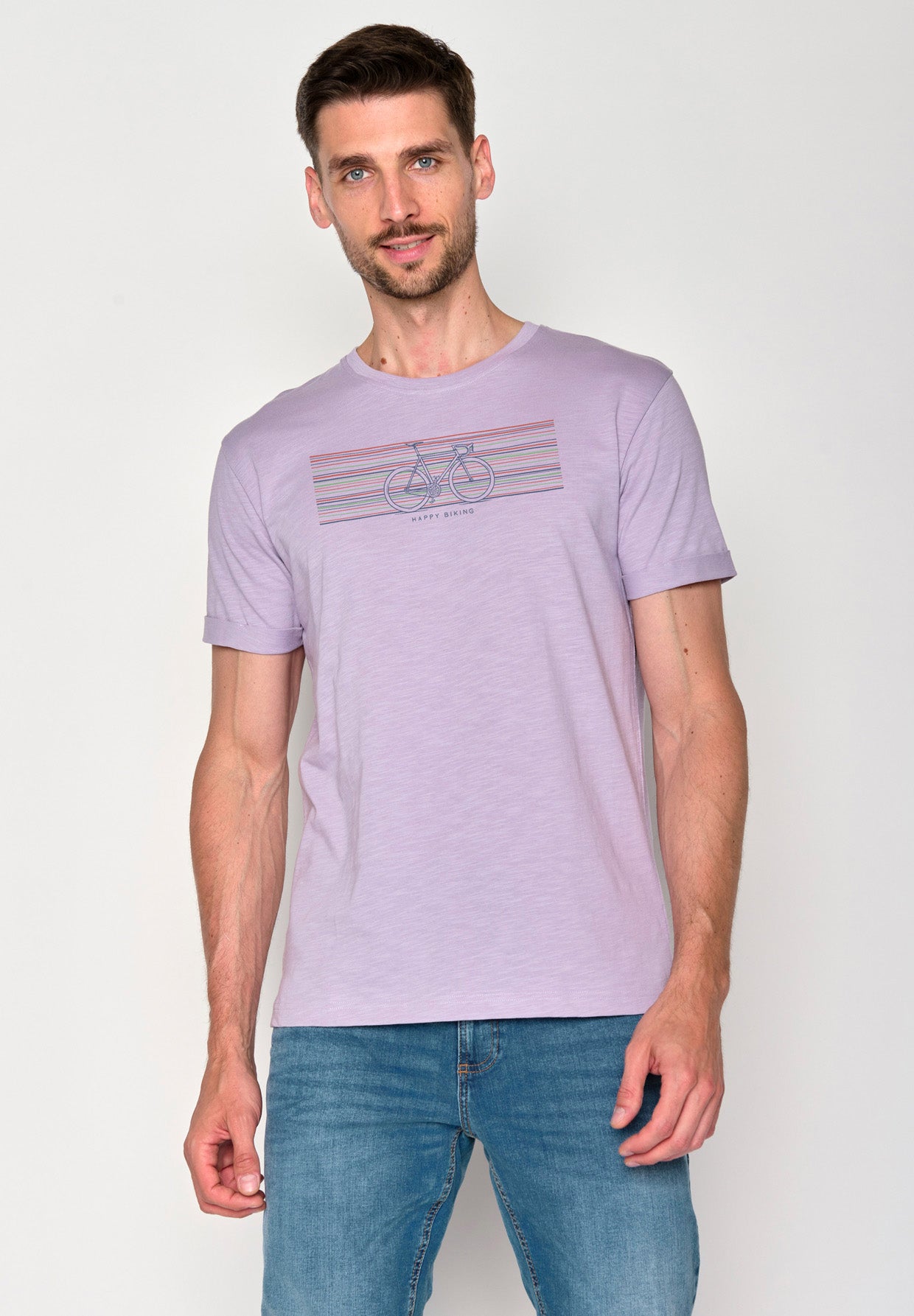 Lila:  Lässiges T-Shirt aus Bio-Baumwoll Mix für Herren [18290]