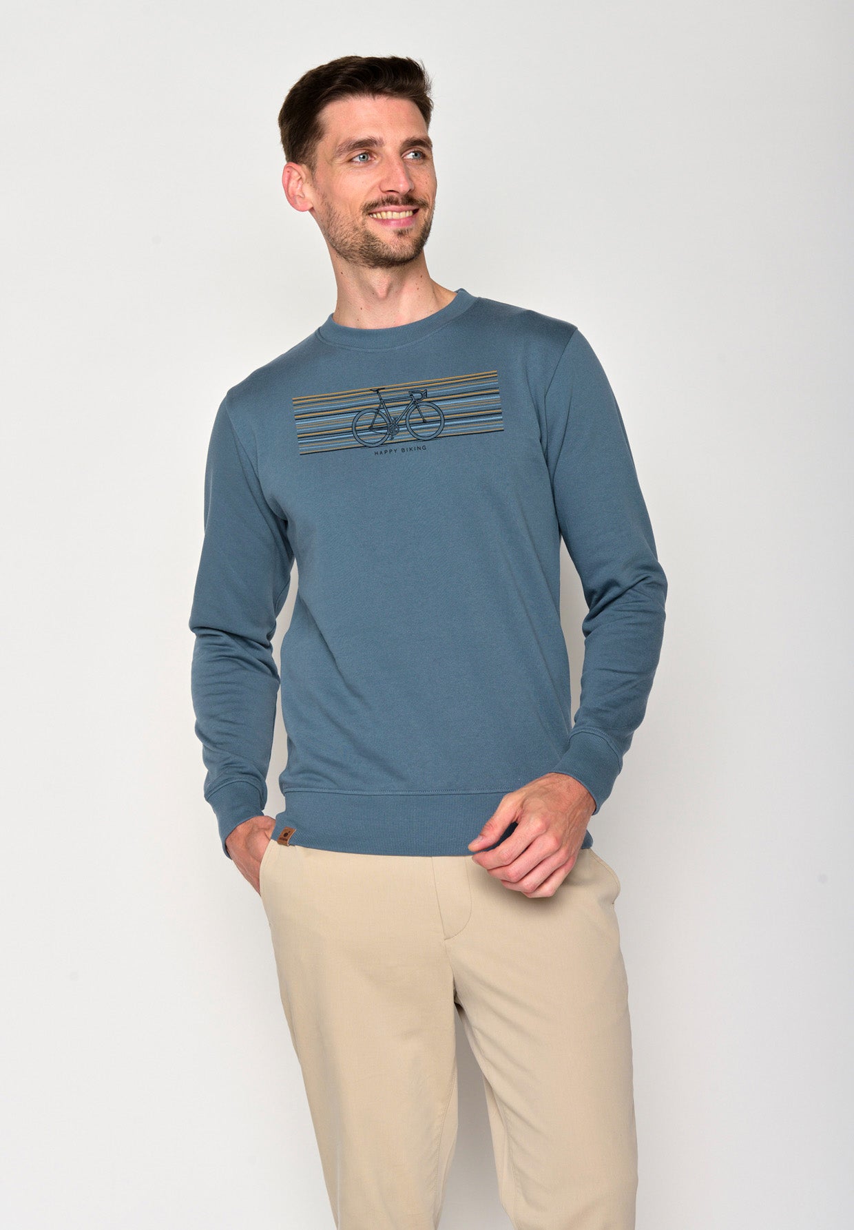 Vintage Blue: Gemütliches Sweatshirt aus Bio-Baumwolle für Herren [18302]