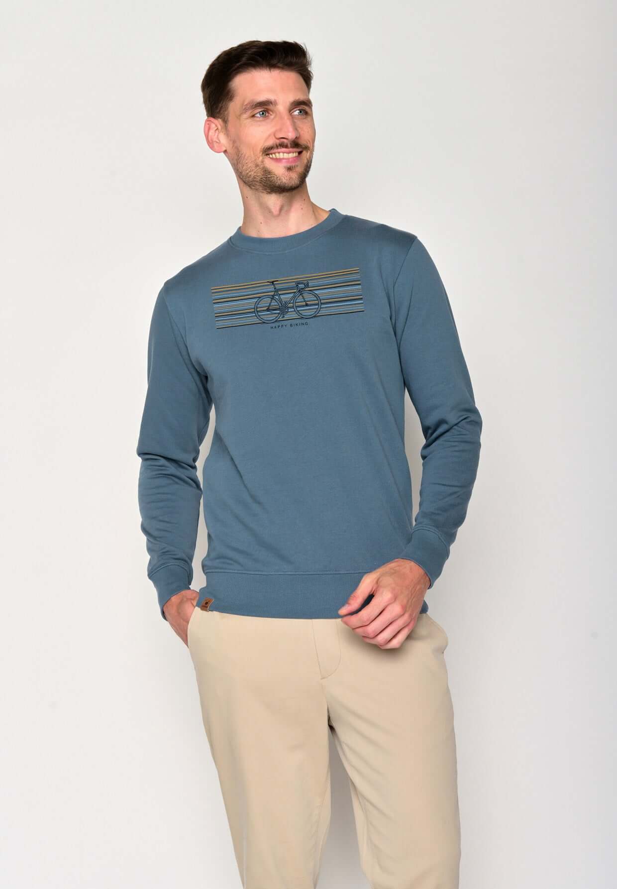 Blau:  Gemütliches Sweatshirt aus Bio-Baumwolle für Herren [18302]
