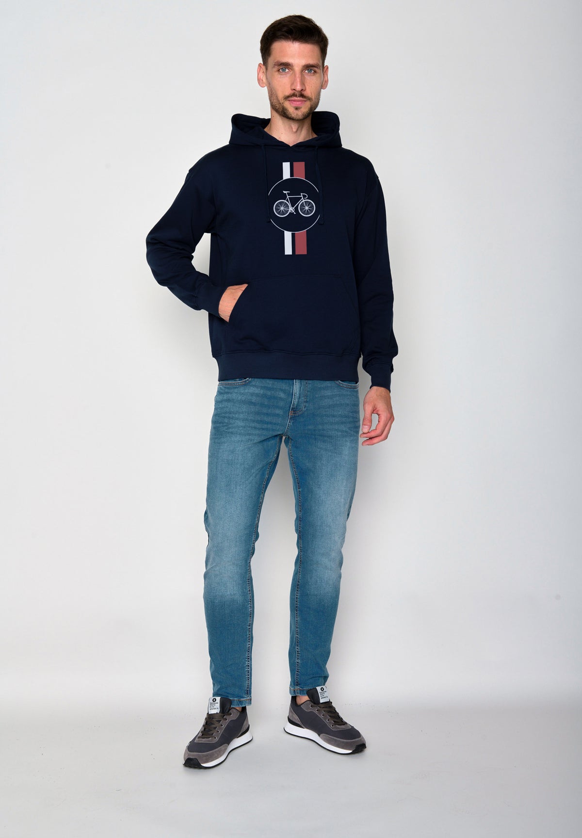 Navy: Gemütlicher Hoodie aus Bio-Baumwolle für Herren [18317]