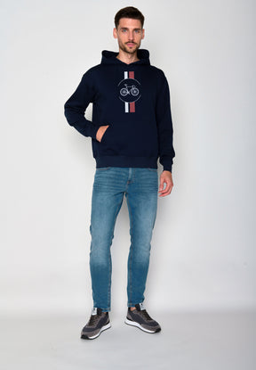 Navy: Gemütlicher Hoodie aus Bio-Baumwolle für Herren [18317]