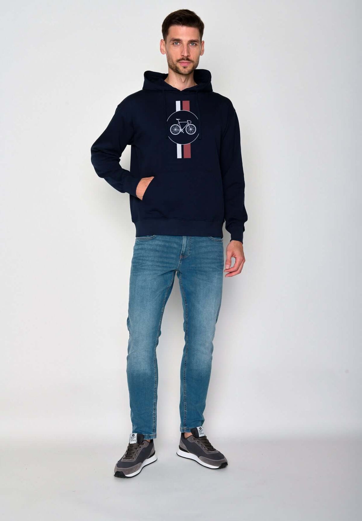 Blau:  Gemütlicher Hoodie aus Bio-Baumwolle für Herren [18317]