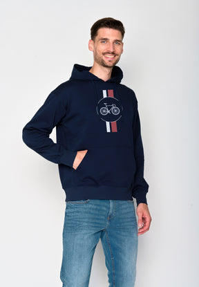 Navy: Gemütlicher Hoodie aus Bio-Baumwolle für Herren [18318]