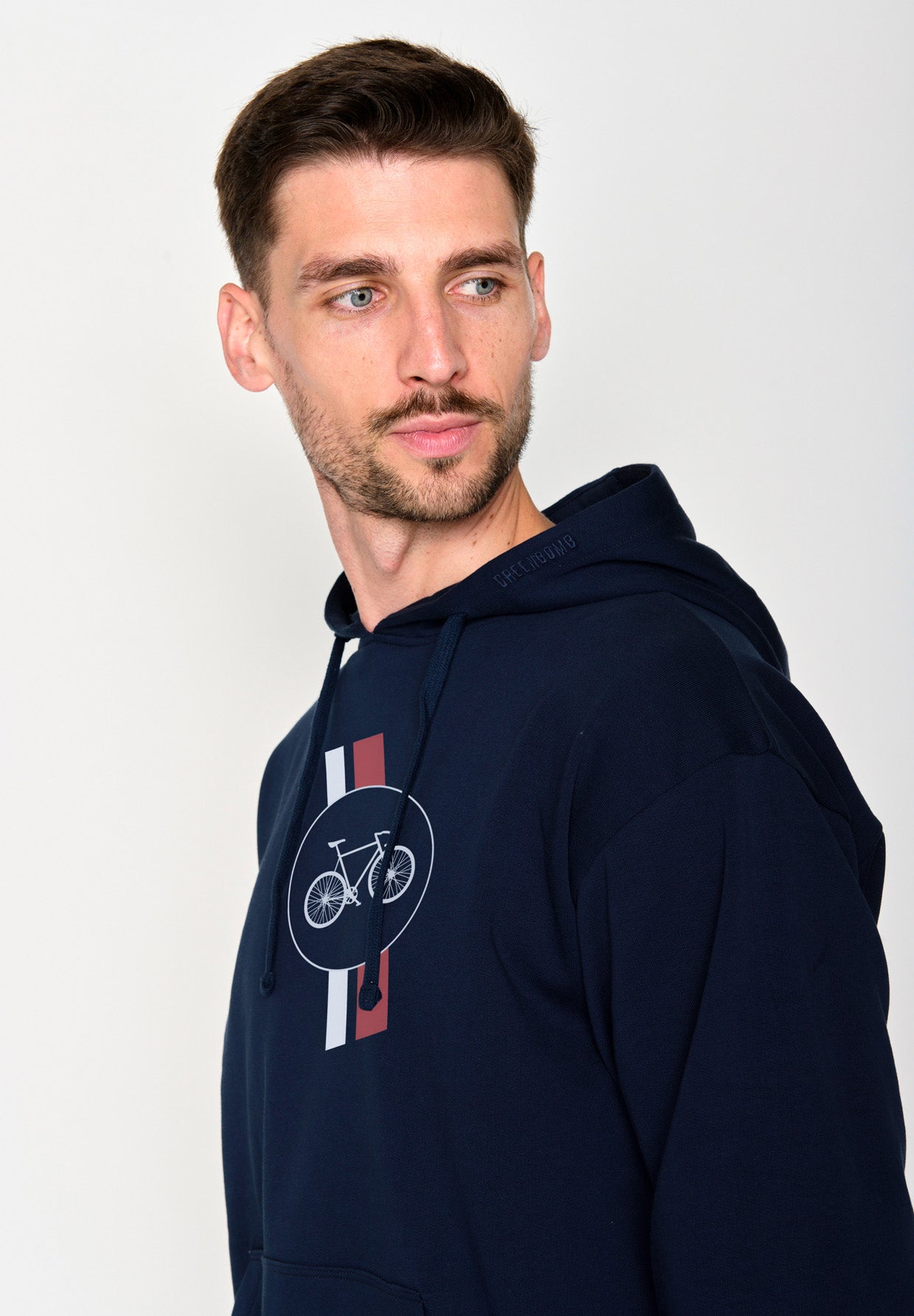 Navy: Gemütlicher Hoodie aus Bio-Baumwolle für Herren [18320]