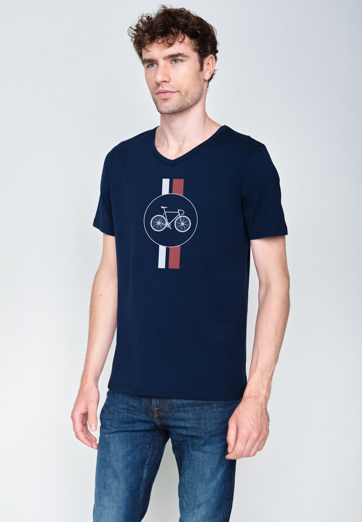 Navy: Lässiges T-Shirt aus Bio-Baumwolle für Herren [18323]