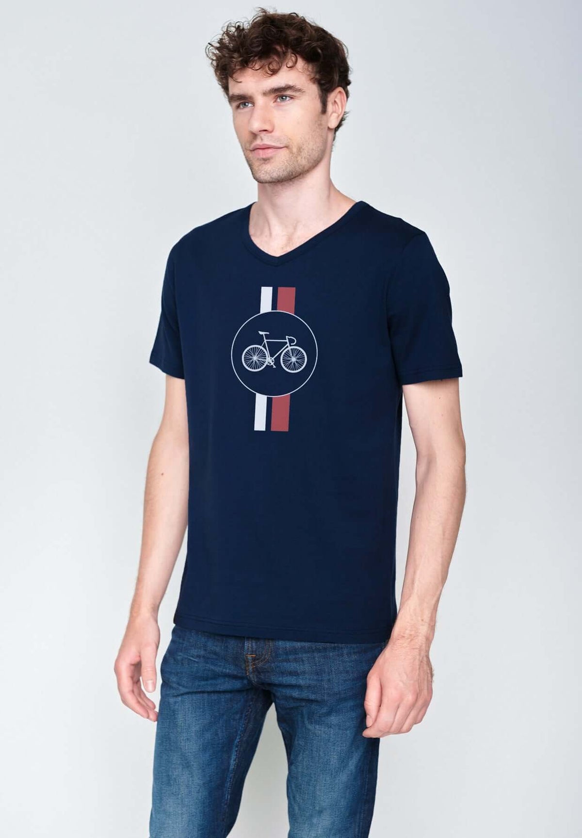 Blau:  Lässiges T-Shirt aus Bio-Baumwolle für Herren [18323]