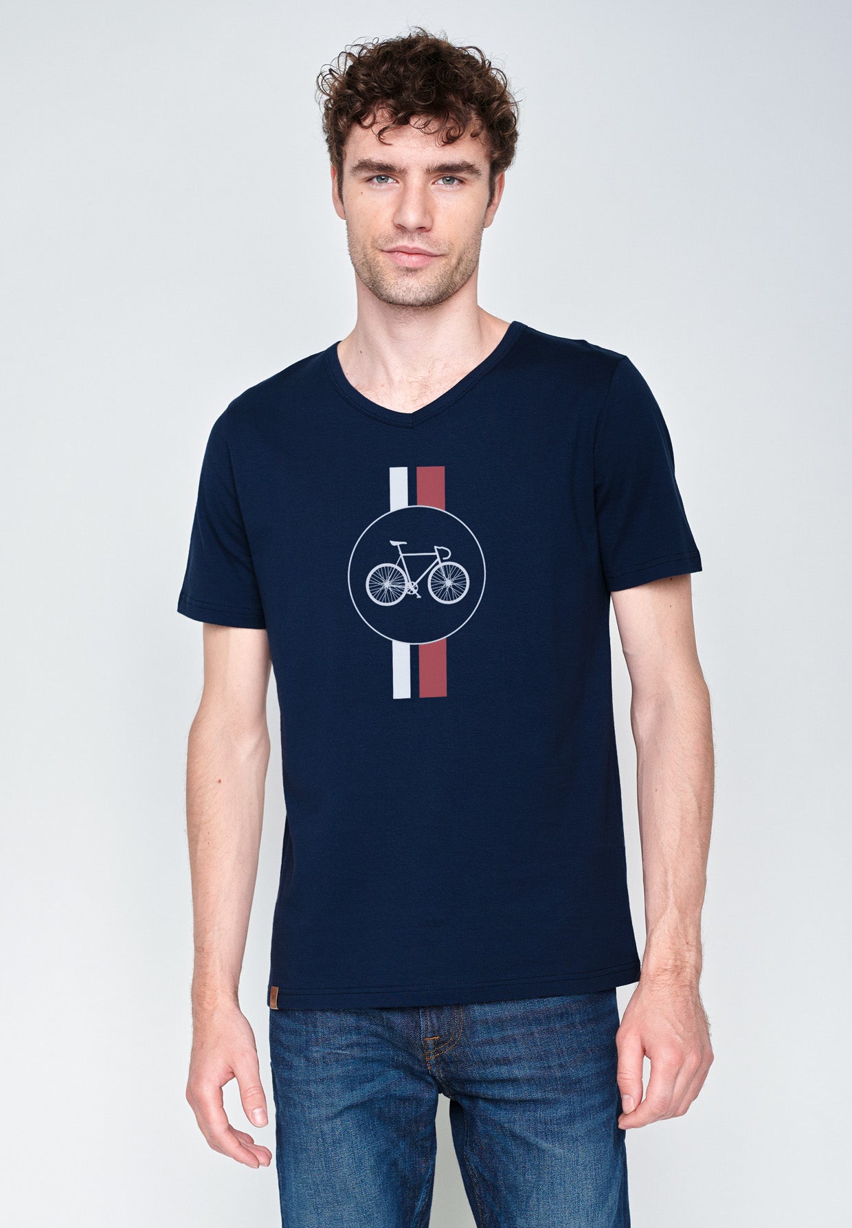 Navy: Lässiges T-Shirt aus Bio-Baumwolle für Herren [18324]