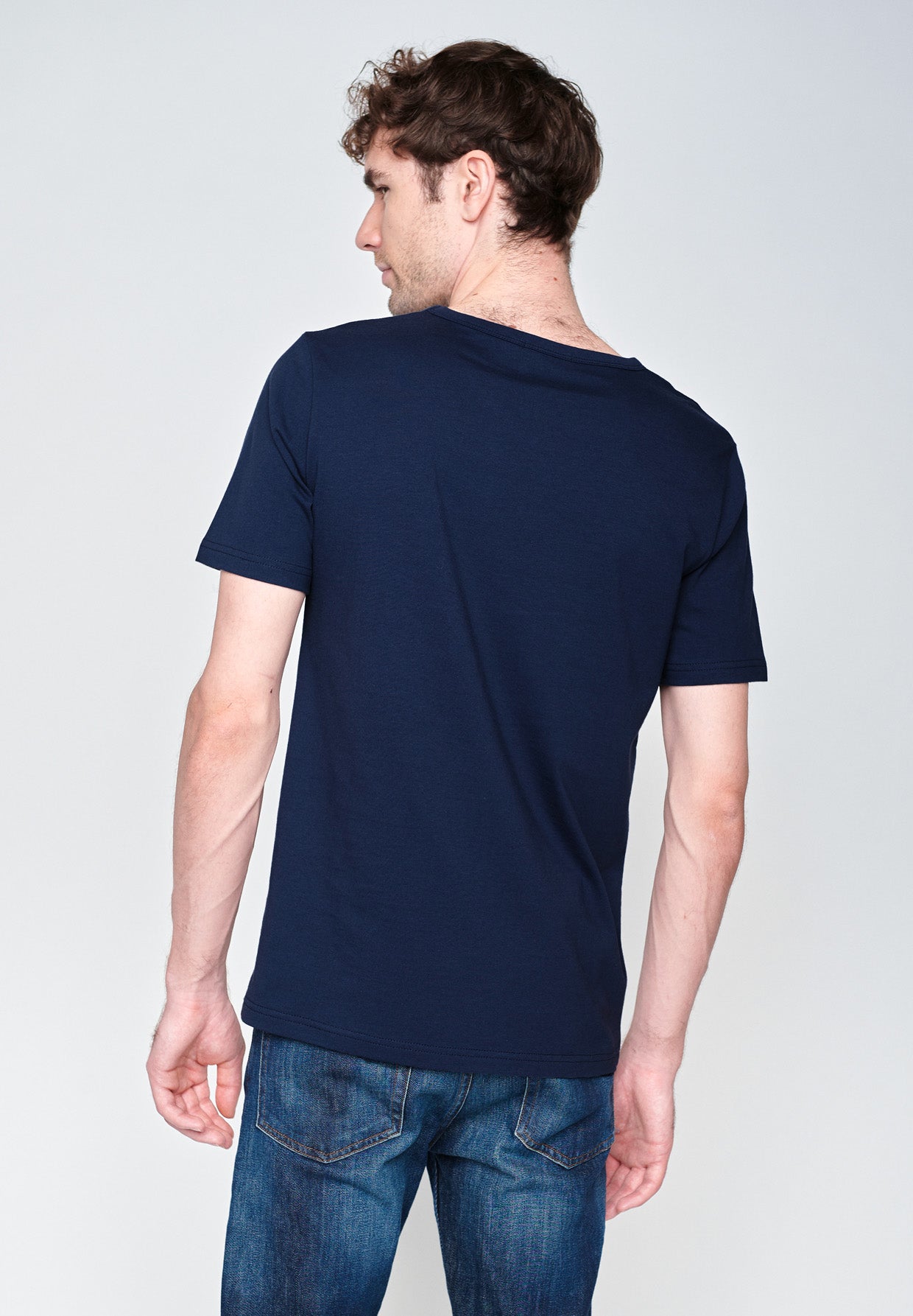 Navy: Lässiges T-Shirt aus Bio-Baumwolle für Herren [18325]