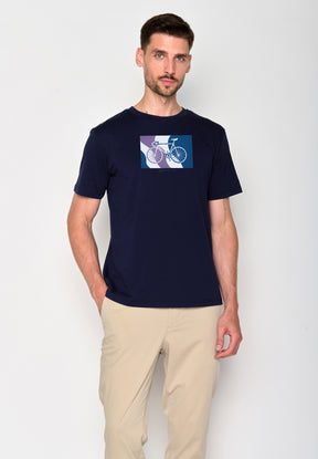 Navy: Lässiges Oversize-T-Shirt aus Bio-Baumwolle für Herren [18336]