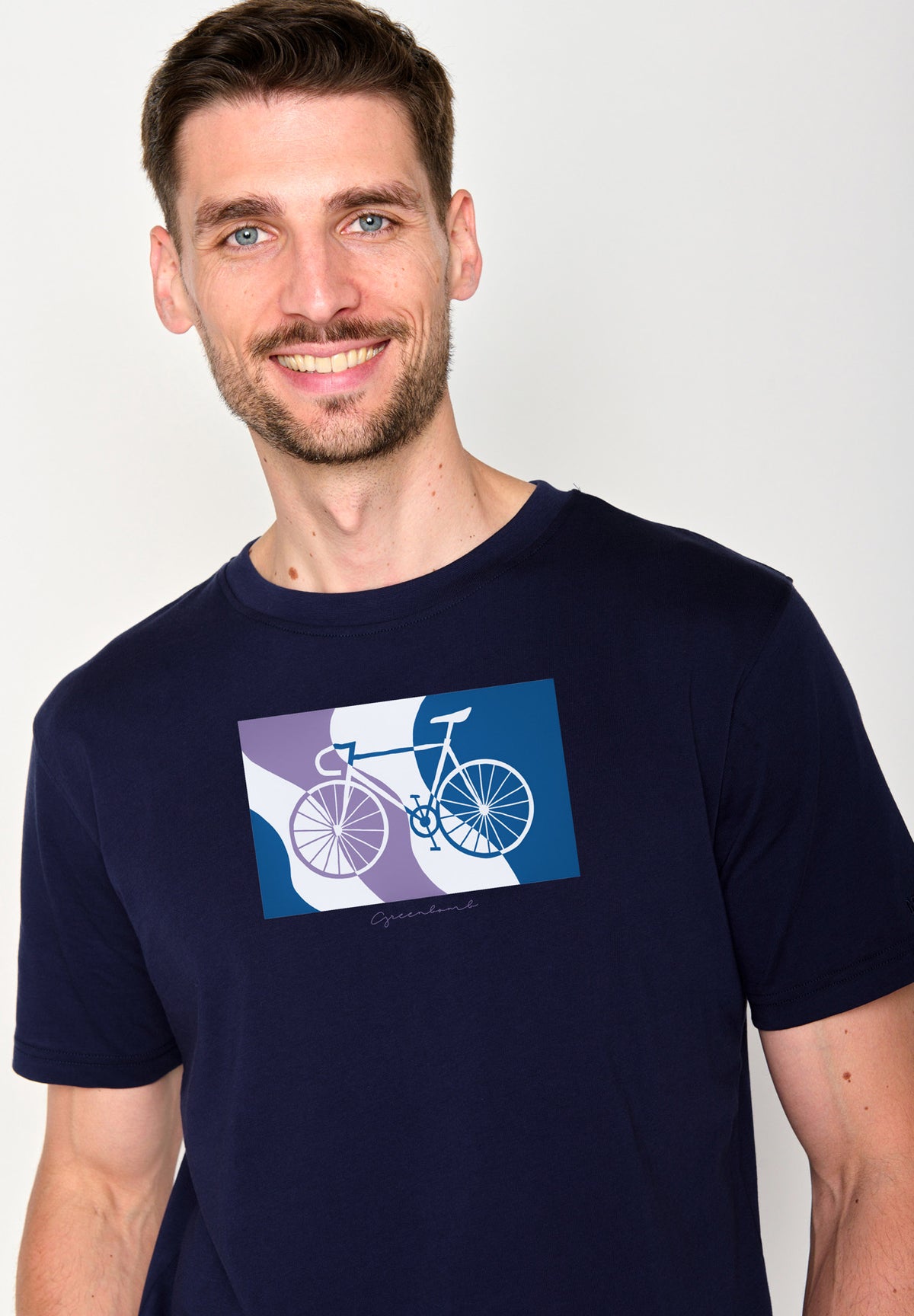 Navy: Lässiges Oversize-T-Shirt aus Bio-Baumwolle für Herren [18339]