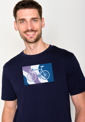 Navy: Lässiges Oversize-T-Shirt aus Bio-Baumwolle für Herren [18339]