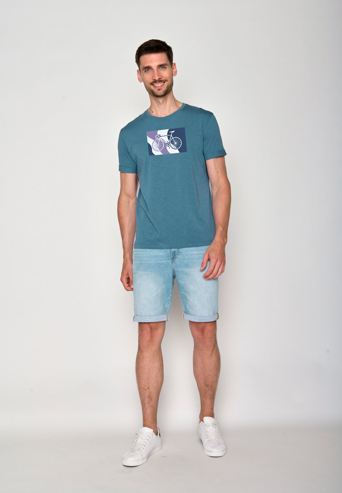 Blau:  Lässiges T-Shirt aus Bio-Baumwoll Mix für Herren [18346]