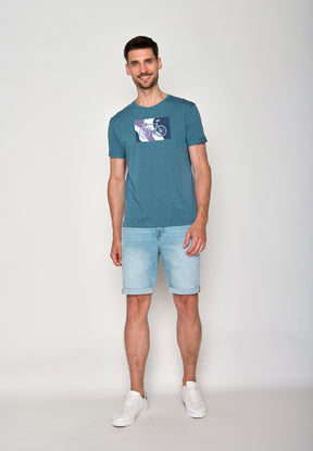 Blau:  Lässiges T-Shirt aus Bio-Baumwoll Mix für Herren [18346]