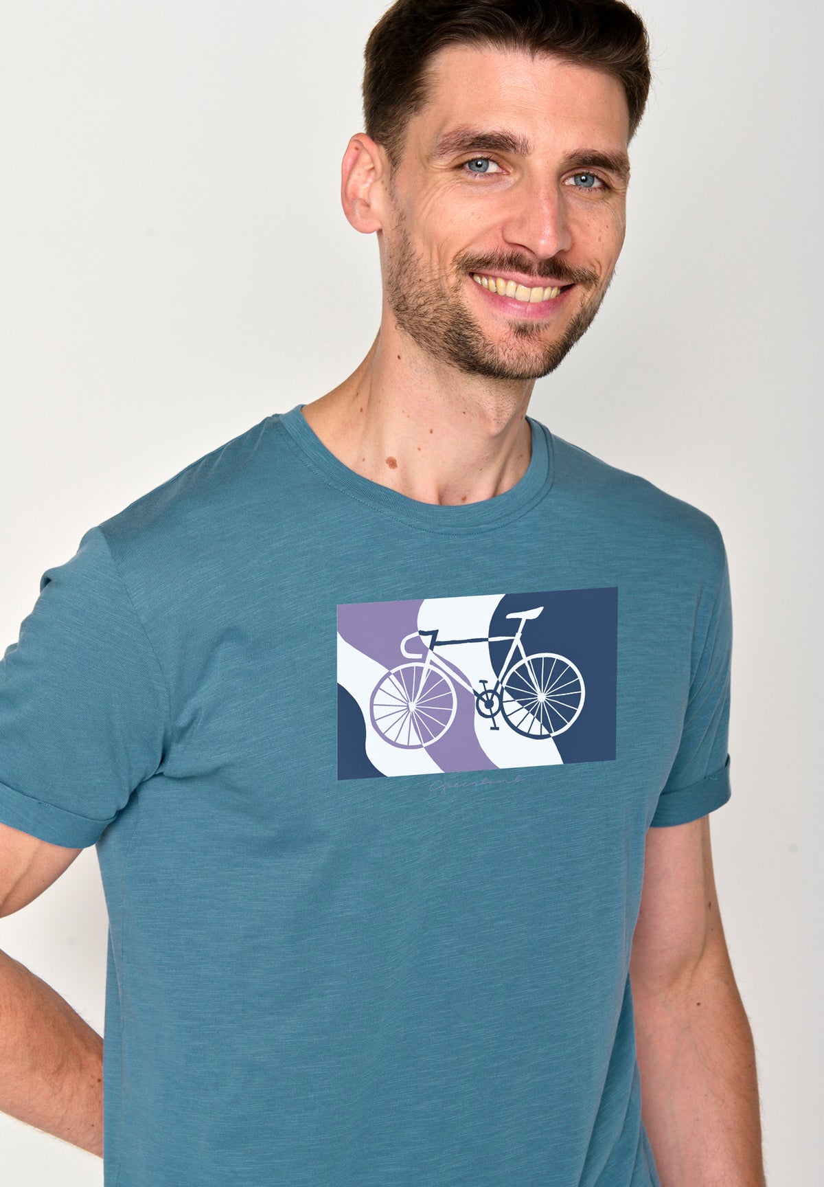 Blau:  Lässiges T-Shirt aus Bio-Baumwoll Mix für Herren [18349]