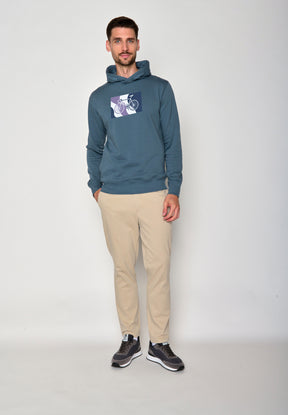 Vintage Blue: Kuschliger Hoodie aus Bio-Baumwolle für Herren [18357]