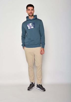 Blau:  Kuschliger Hoodie aus Bio-Baumwolle für Herren [18357]