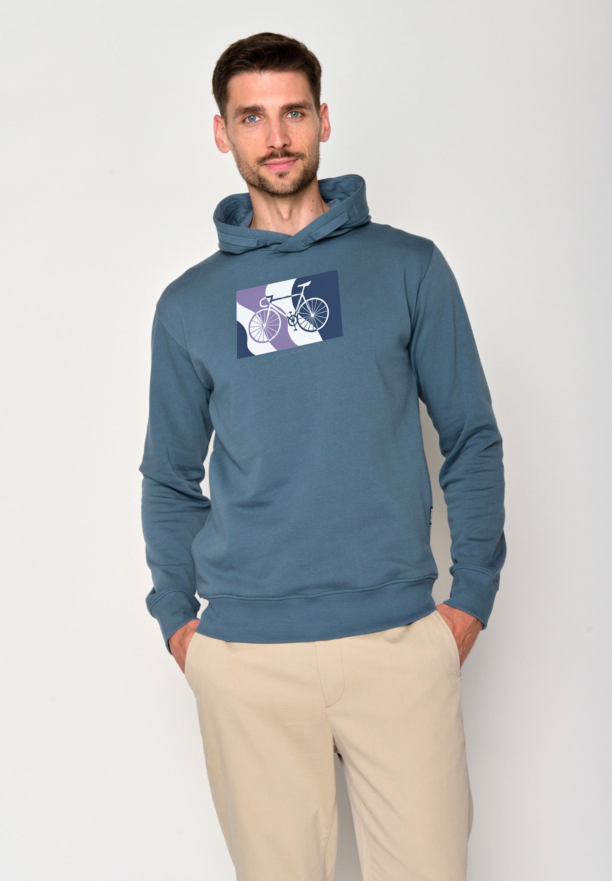 Vintage Blue: Kuschliger Hoodie aus Bio-Baumwolle für Herren [18358]