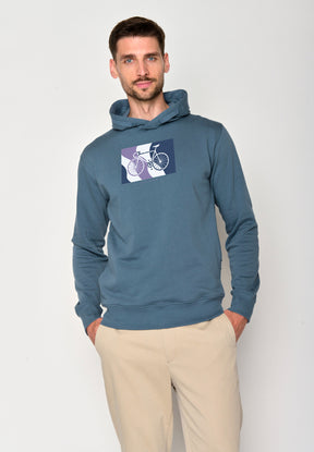 Vintage Blue: Kuschliger Hoodie aus Bio-Baumwolle für Herren [18358]