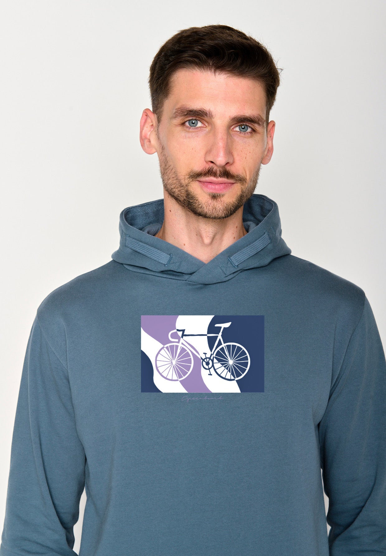 Vintage Blue: Kuschliger Hoodie aus Bio-Baumwolle für Herren [18359]