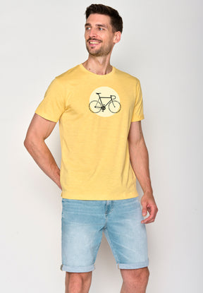 Pastel Yellow: Lässiges T-Shirt aus Bio-Baumwoll Mix für Herren [18379]
